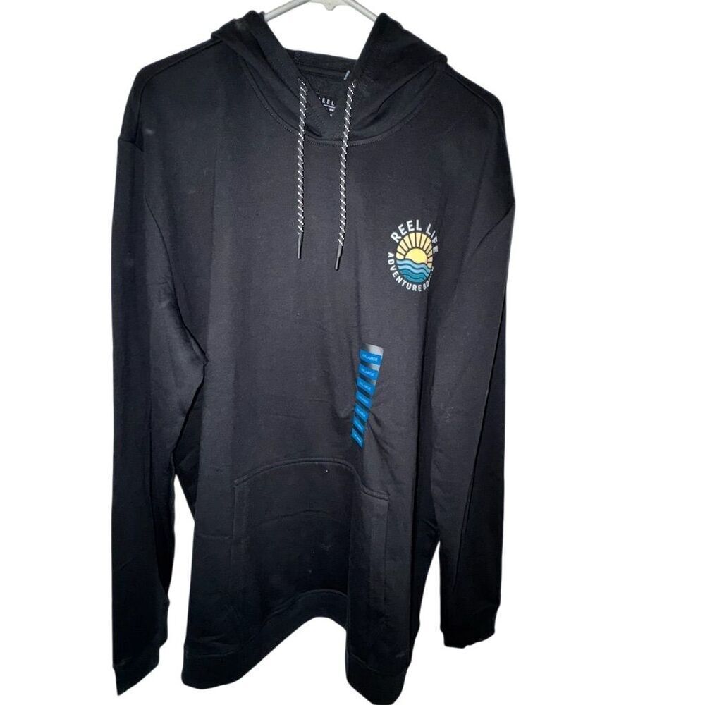 Reel Life Men's‎ 2XL Black Pullover Hoodie Ultra Comfort Adventure